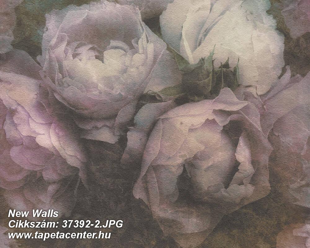 Virágmintás,bézs-drapp,pink-rózsaszín,szürke,súrolható,vlies tapéta 